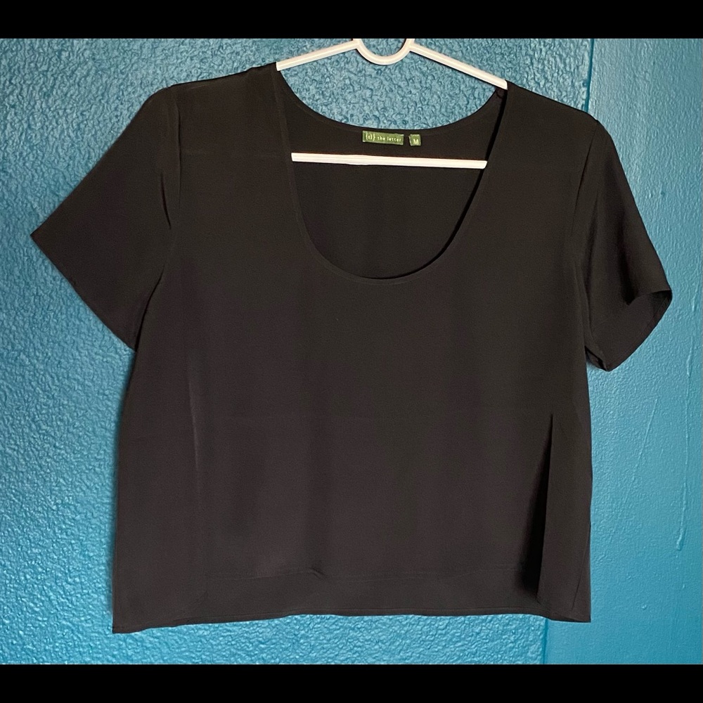 Silky cropped scoop neck Tee